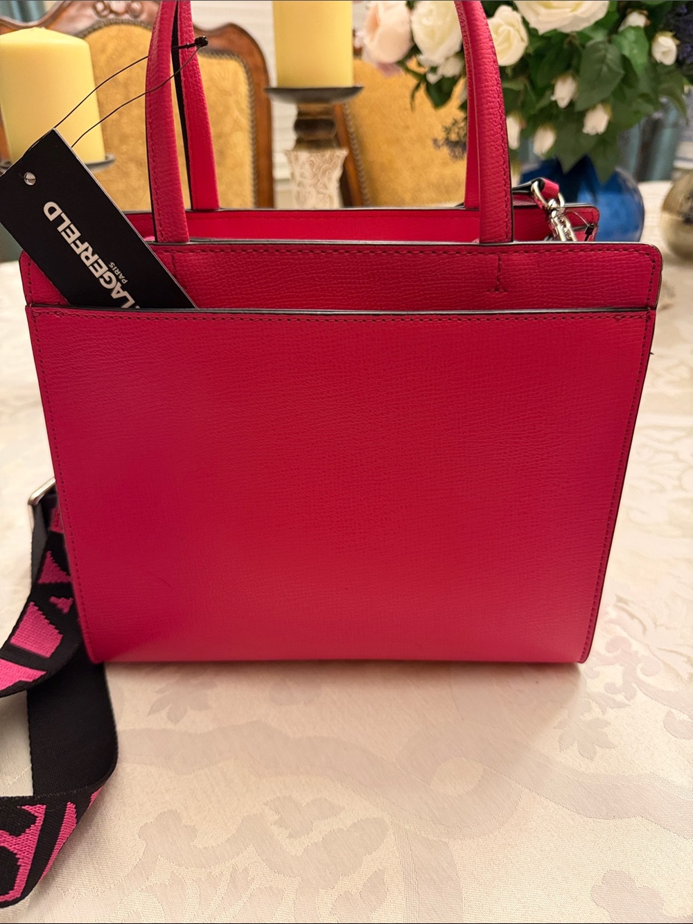 NWT Karl Lagerfeld Pink Tote/ Crossbody - Picture 5 of 11
